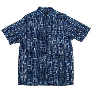 J. Ferrar rayon button down short sleeve shirt Retro print Medium 15-15 1/2